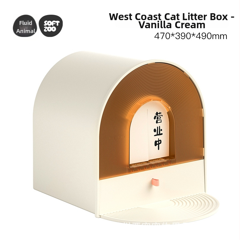 Úplne uzavretá mačacia toaleta s šuplíkom – PP materiál, značka Fluid Animals, pre mačky, kontrola zápachu