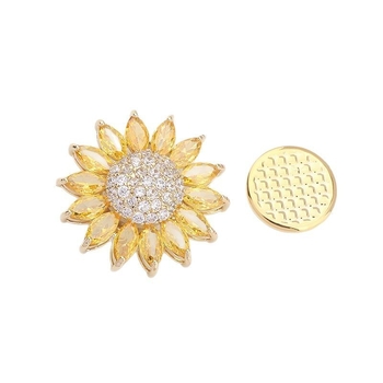 Meďová kvetinová brošňa so zirkónovou inlay, dekoratívna a proti expozícii