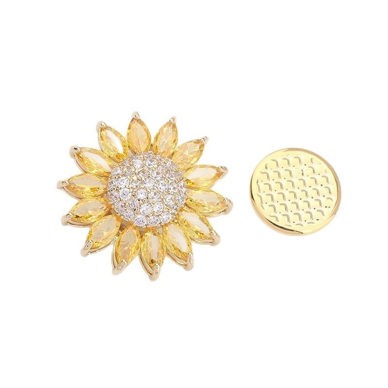 Meďová kvetinová brošňa so zirkónovou inlay, dekoratívna a proti expozícii