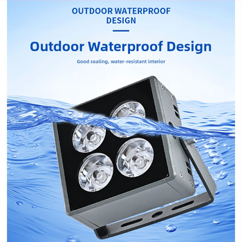 Prožektoriaus korpusas, 2x2 dviejų eilių LED modulis, aliuminio lydinys + temperuotas stiklas, paviršius: purškiamas dažymas, lauko naudojimui atsparus vandeniui, model WD-100X47MM-Double Row 4D