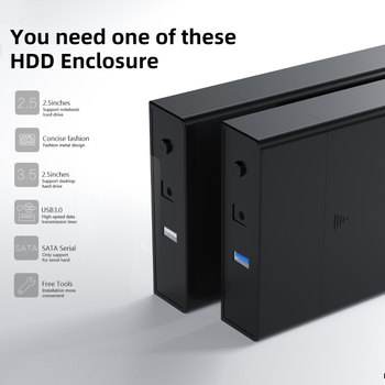 Carcasă externă HDD SATA cu USB 2.0, montaj fără unelte, carcasă ABS, suportă până la 6 TB.