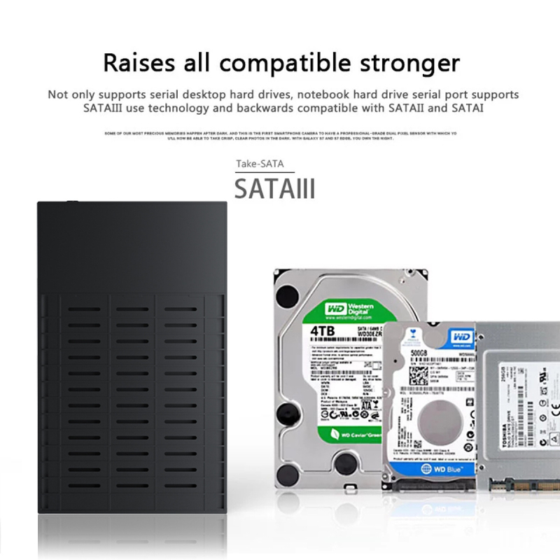 Carcasă externă HDD SATA cu USB 2.0, montaj fără unelte, carcasă ABS, suportă până la 6 TB.
