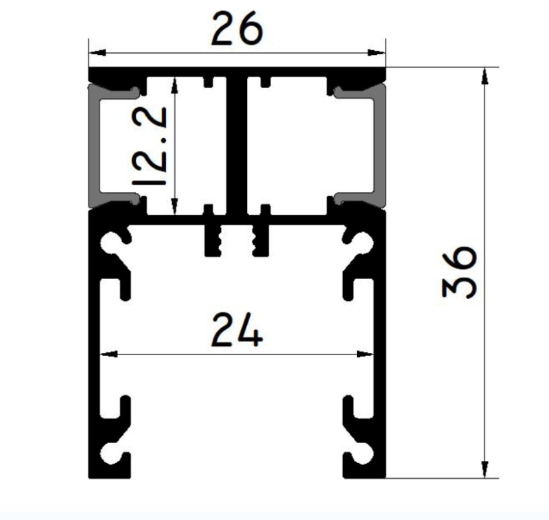 LED linijinis šviesos profilis JD-1127, aliuminis 6063-T5, anodinis paviršius, dvipusis sieninis šviesos profilis viršaus-žemyn, tinkamas svetainei, biurui, viešbutiui, vyno spintai ir prekybos centrams