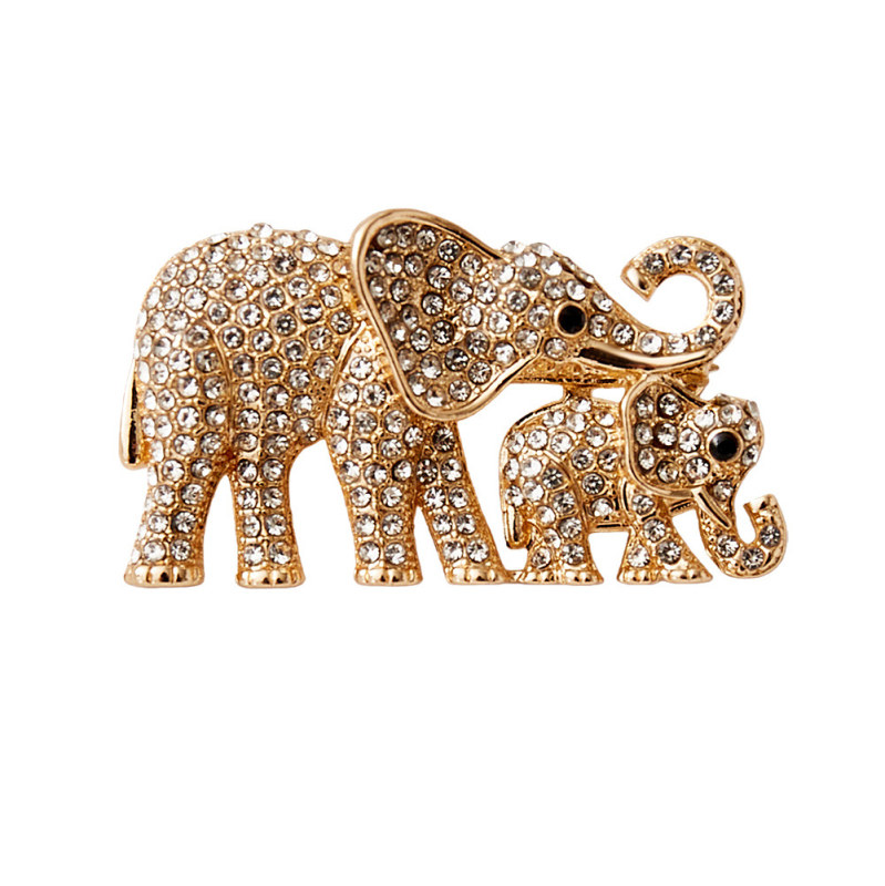 Brošna slon v tvare zvieraťa – dámsky elegantný štýl, zinková zliatina, diamantové brúsenie, zimné vydanie 2025