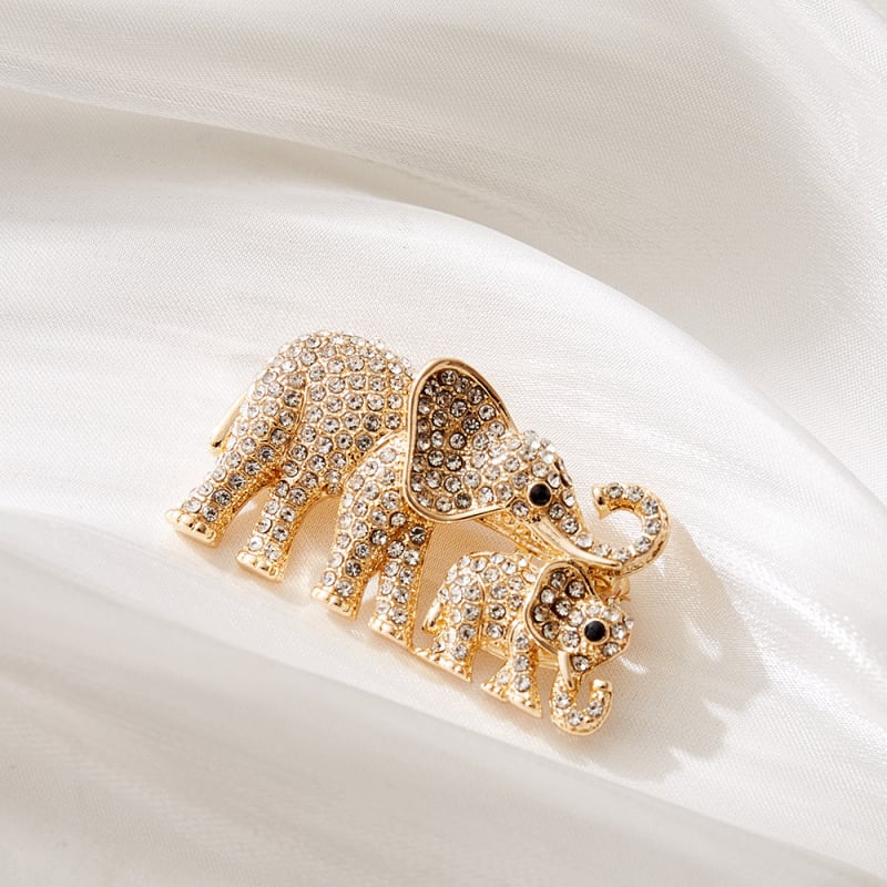 Brošna slon v tvare zvieraťa – dámsky elegantný štýl, zinková zliatina, diamantové brúsenie, zimné vydanie 2025