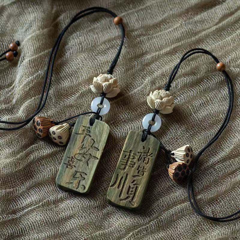 Blue Kuang Κολιέ αυτοκινήτου για καθρέπτη οπισθοπορείας – αντίκα σανδαλόξυλο, ξύλινο λωτό, αρωματικό, ύφος ελαφριάς πολυτέλειας