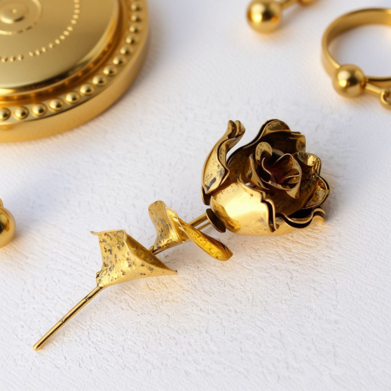 Brož s kvetinovým dizajnom, elektroplating na zmesi materiálov – dekoratív pripínacia brož, viaceré použitia