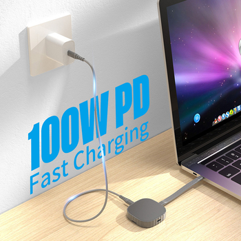 Carcasă externă NVMe M.2 SSD — aliaj de aluminiu + silicon; suport pentru memorie; PD până la 100W