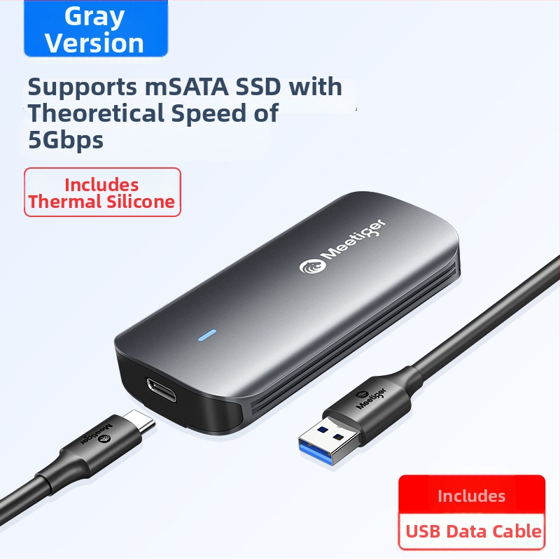 MSATA SSD púzdro GM05, USB-C rozhranie, hliníková zliatina, podpora až 2TB, prenosová rýchlosť 5Gbps