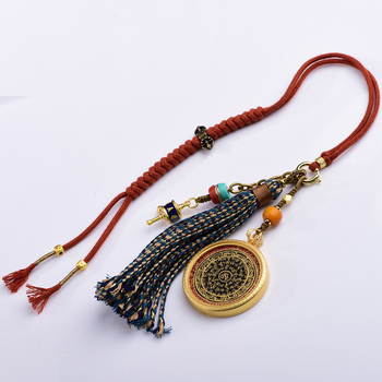 Prívesok Thangka s ručne maľovanou šestnáznačnou mantrou, ručne tkaný tibetský štýl, meď, vzor konštelácia/zodiak, nový čínsky štýl príslušenstva na batožinu, leto 2025