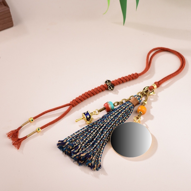 Prívesok Thangka s ručne maľovanou šestnáznačnou mantrou, ručne tkaný tibetský štýl, meď, vzor konštelácia/zodiak, nový čínsky štýl príslušenstva na batožinu, leto 2025