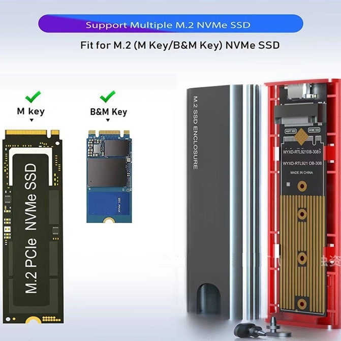 Externé puzdro pre M.2 NVMe SSD s USB-C, hliníková zliatina, 10 Gbps, kapacita až 4 TB