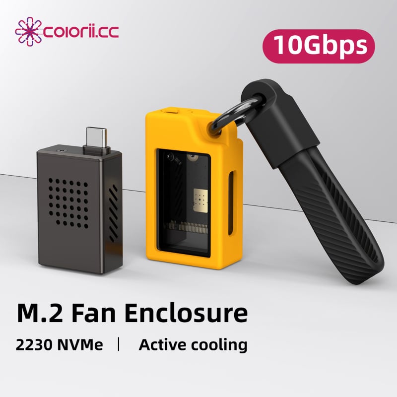 M.2 NVMe външен корпус за SSD с вентилатор, цинкова сплав, 10 Gbps, прозрачен горен капак