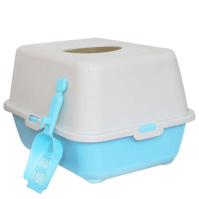 Bioline teljesen zárt macskaalom-láda felső nyílással, fröccsenés elleni védelemmel és szagkontrollal