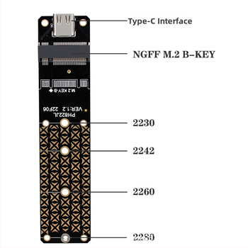 M.2 NGFF B-key SATA na USB 3.1 Type-C 10Gbps rozširovacia karta s JMS580 ovládačom (Phdk Ph822jl)