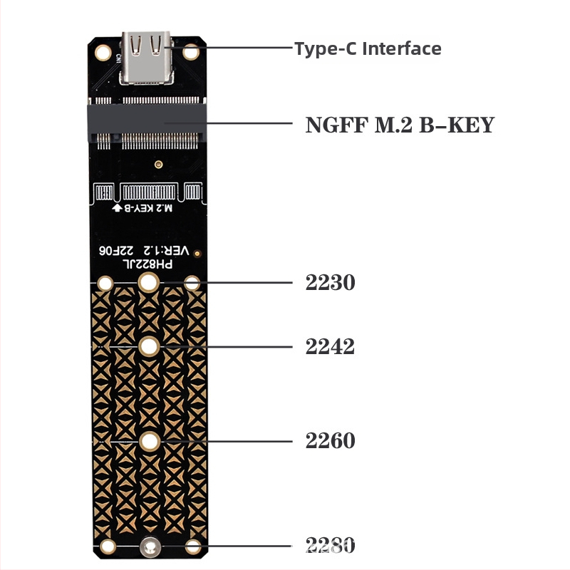 M.2 NGFF B-key SATA na USB 3.1 Type-C 10Gbps rozširovacia karta s JMS580 ovládačom (Phdk Ph822jl)