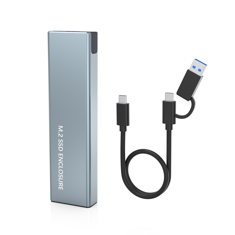 Carcasă SSD M.2 cu dublu protocol NVMe/SATA, Type-C 3.2 Gen2, din aluminiu, suportă 2TB, 10 Gbps