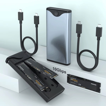 Rocketek ME907 Двупротоколен SATA и M.2 NVMe, 10Gbps скорост, двоен слот, алуминиева кутия за диск