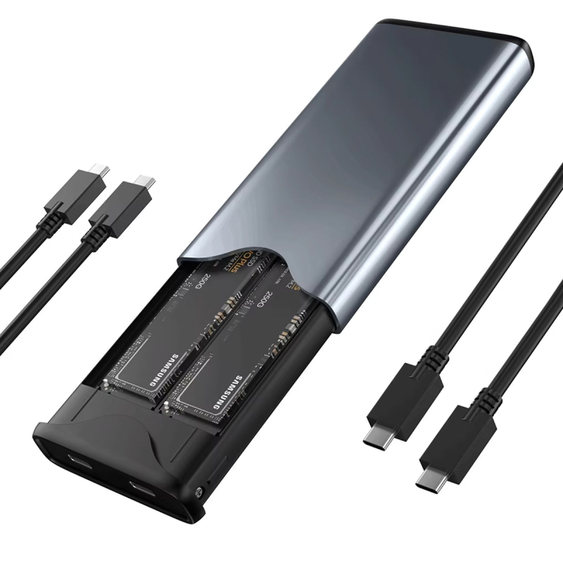 Rocketek ME907 Двупротоколен SATA и M.2 NVMe, 10Gbps скорост, двоен слот, алуминиева кутия за диск