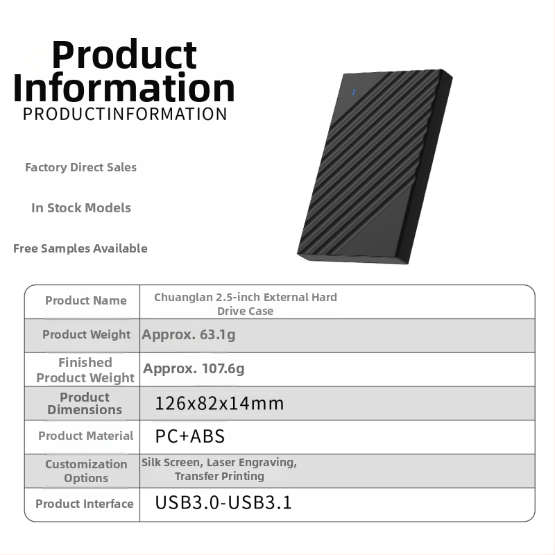 Prenosná externá SATA schránka na pevný disk, USB 3.0, model C200, značka Create blue, ABS+PC materiál, podpora kapacity 256GB–6TB, rýchlosť prenosu 5Gbps, 1-ročná záruka