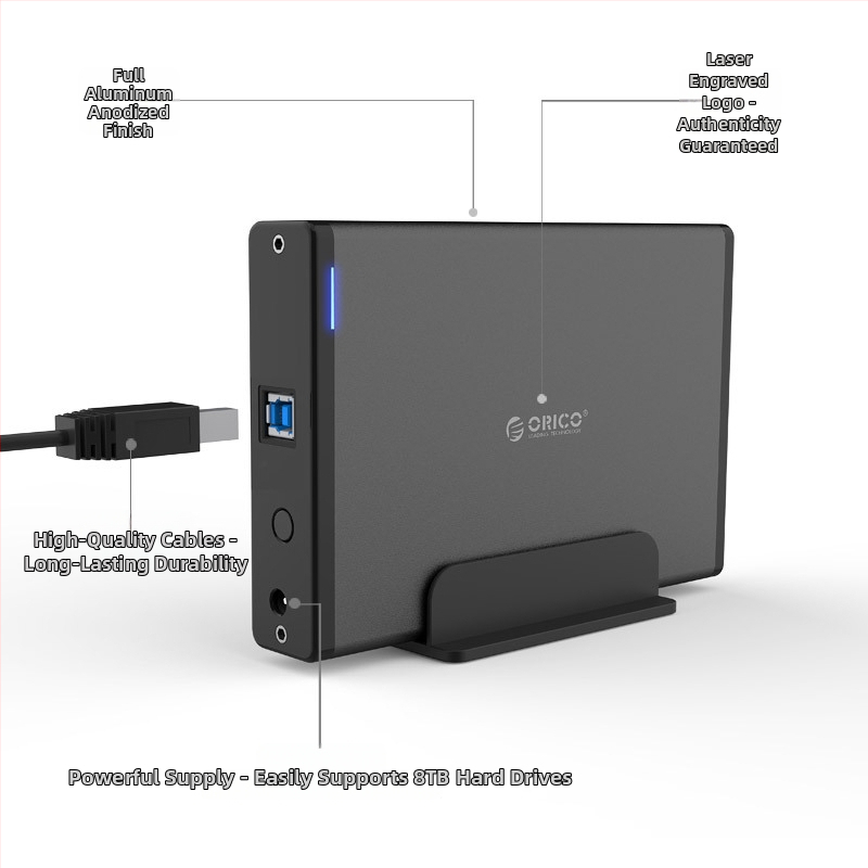 Orico 7688U3 USB 3.0 externé puzdro na pevný disk s hliníkovým šasi, podpora až 16TB, 6Gbps
