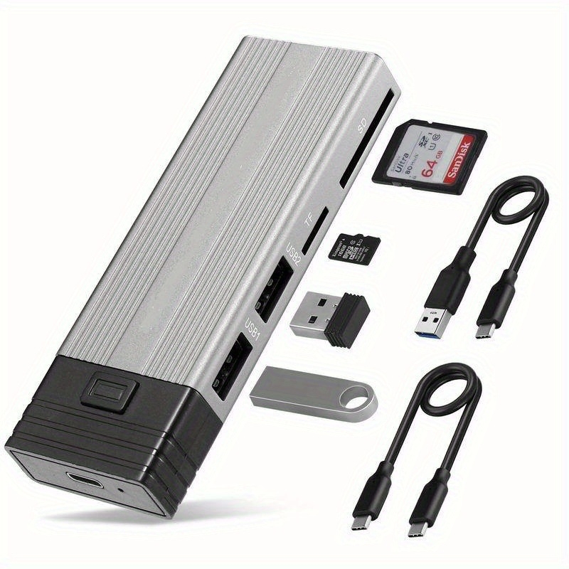 M.2 SSD кутия с USB-C интерфейс, USB хъб, алуминиева сплав, 2TB капацитет