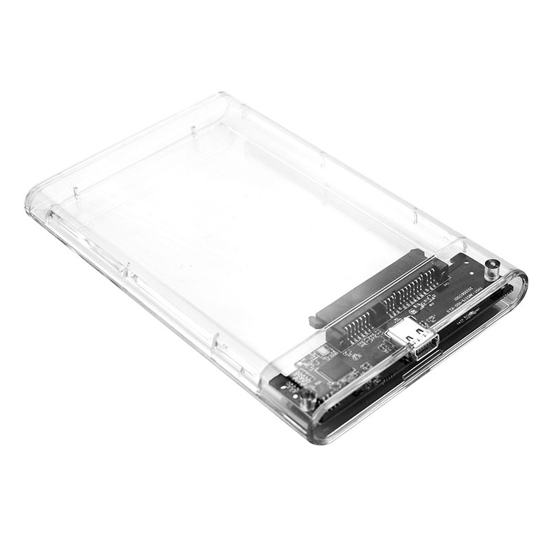 Carcasă pentru hard disk SATA de 2,5 inch, USB 2.0, PC+ABS, Suportă până la 300 GB, Carcasă externă transparentă