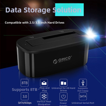 Orico 6218US3 Externý box pre pevný disk USB 3.0 pre 2.5/3.5 palcov, ABS plast, až do 10 TB