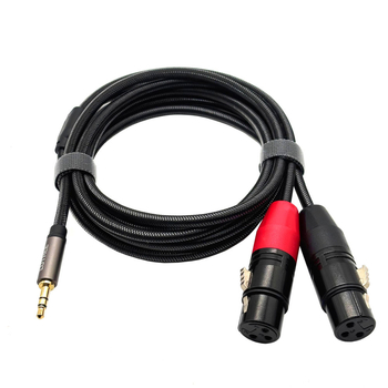 Cablu audio 3,5 mm la XLR dual, conectori XLR femei placate cu aur, miez de cupru tinat, cupru fără oxigen