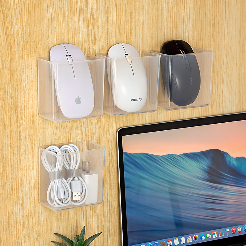 Sieninis pelės ir klaviatūros laikiklis — be gręžimo montavimas, PP medžiaga, stačiakampio formos modelis