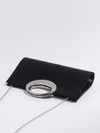 Geantă clutch de seară, poliester, formă orizontal pătrată, închidere magnetică, buzunar intern pentru documente