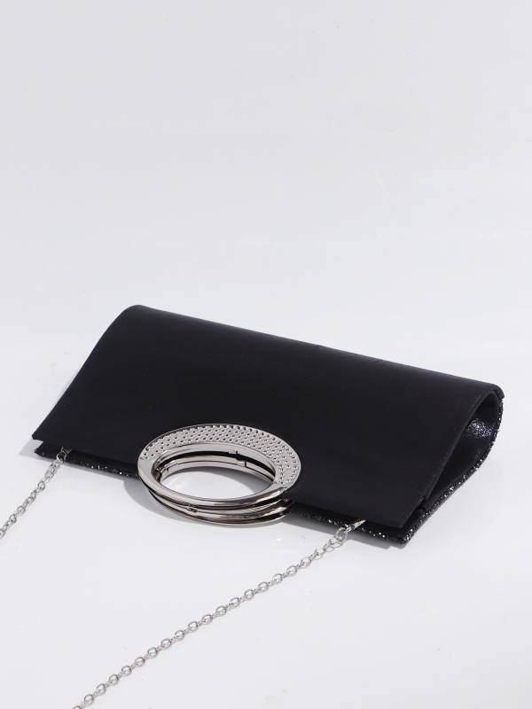 Geantă clutch de seară, poliester, formă orizontal pătrată, închidere magnetică, buzunar intern pentru documente