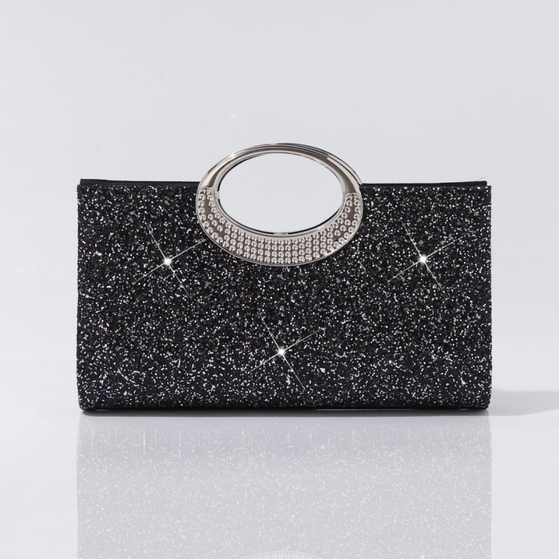 Geantă clutch de seară, poliester, formă orizontal pătrată, închidere magnetică, buzunar intern pentru documente