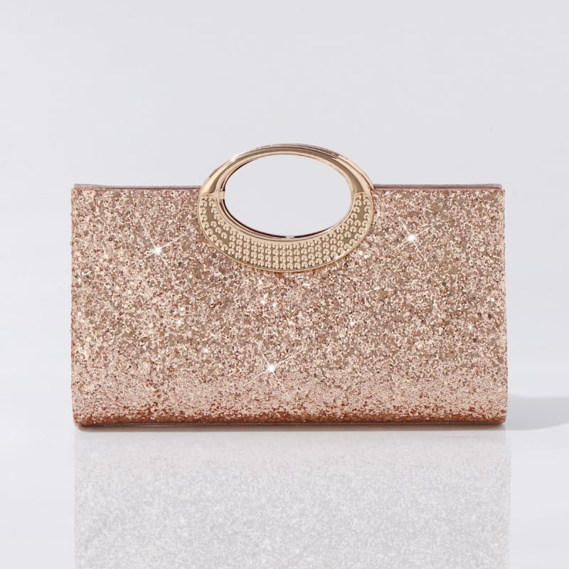 Geantă clutch de seară, poliester, formă orizontal pătrată, închidere magnetică, buzunar intern pentru documente