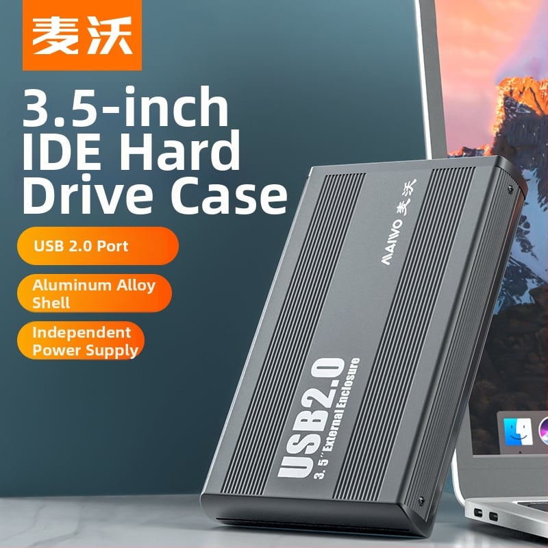 MAIWO K3502U2I IDE externý box pre HDD 3,5 palca, USB 2.0, hliníková zliatina + ABS kryt, podporuje až 2TB