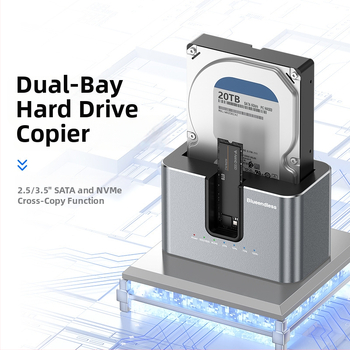 Duálny NVMe SSD obal s čítačom M.2, podporuje 2,5/3,5 palcové disky, USB 3.2, 10Gbps, hliníková zliatina, offline kopírovanie