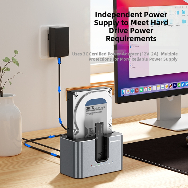 Duálny NVMe SSD obal s čítačom M.2, podporuje 2,5/3,5 palcové disky, USB 3.2, 10Gbps, hliníková zliatina, offline kopírovanie