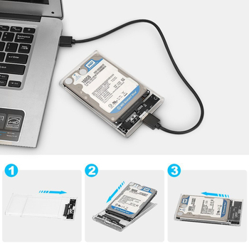 Vanjski prijenosni tvrdi disk, 1 TB, prozirno kućište s vidljivom unutarnjom strukturom, USB 3.0 sučelje