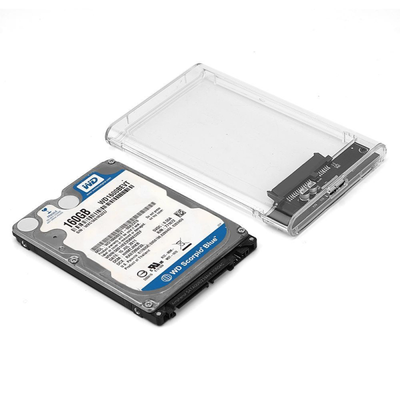 Vanjski prijenosni tvrdi disk, 1 TB, prozirno kućište s vidljivom unutarnjom strukturom, USB 3.0 sučelje