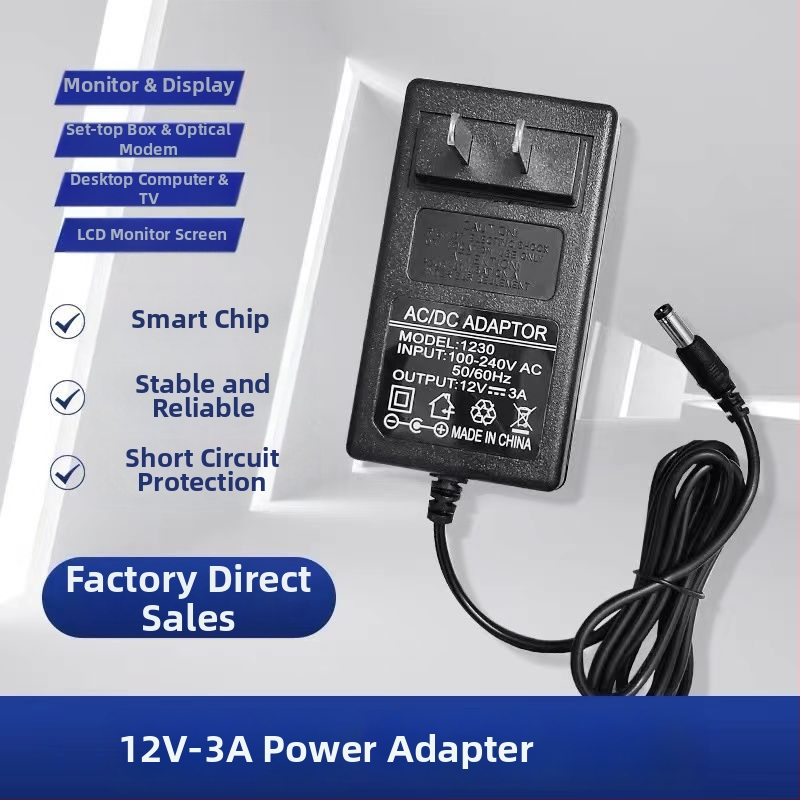 Universālais 12V barošanas adapters (2A/2.5A/3A) monitoriem, LCD displejiem, ārējiem cietajiem diskiem un set-top kastēm