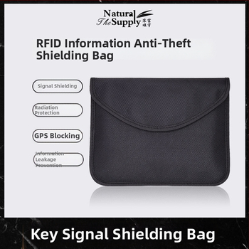 Geantă de mână cu protecție împotriva semnalelor 1704, material Oxford, anti-radiație, anti-localizare, anti-furt, pentru telefon mobil, chei, card magnetic, disc extern