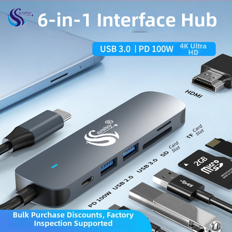Type-C šest u jedan prošireni dok USB hub 3.0, 5 Gbps, kabel 150 mm, bez napajanja