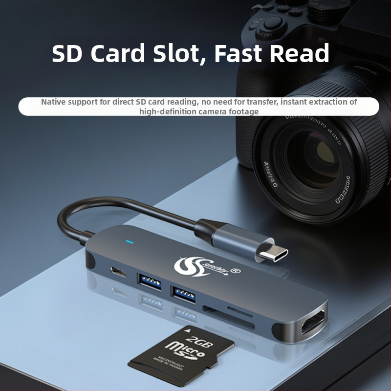 Type-C šest u jedan prošireni dok USB hub 3.0, 5 Gbps, kabel 150 mm, bez napajanja