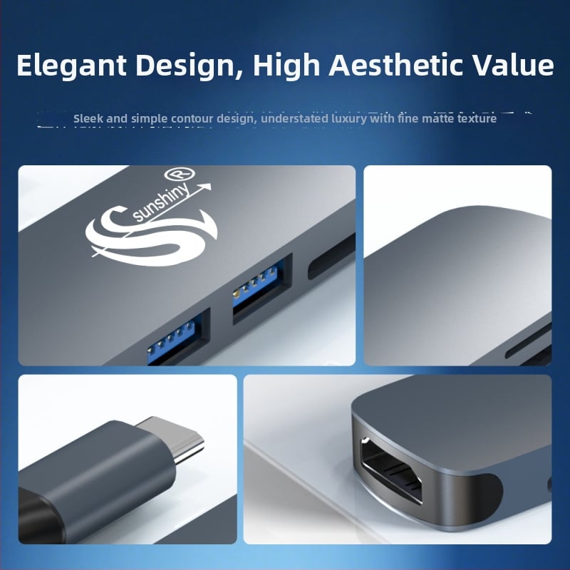 Type-C šest u jedan prošireni dok USB hub 3.0, 5 Gbps, kabel 150 mm, bez napajanja