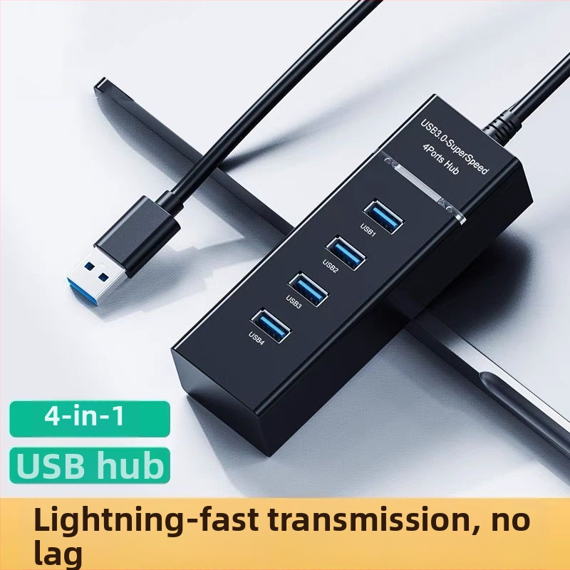 Alek USB 3.0 hub, 1–4 portov, rýchlosť prenosu 50–70 MB/s, dĺžka kábla 20 cm / 1,5 m, bez externého napájania