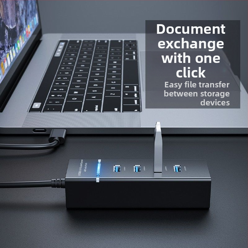 Alek USB 3.0 hub, 1–4 portov, rýchlosť prenosu 50–70 MB/s, dĺžka kábla 20 cm / 1,5 m, bez externého napájania