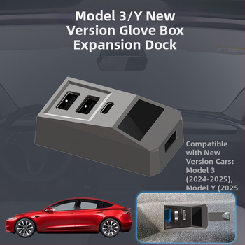 AH51 USB 3.0 4-portový hub pre glove box Tesla Model 3/Y (napájaný cez USB, bez externého napájania)