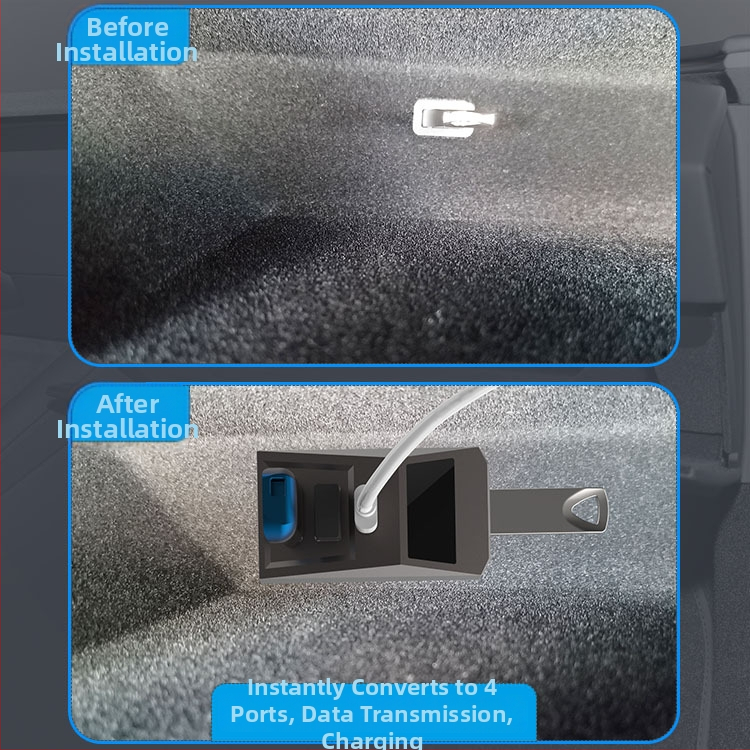 AH51 USB 3.0 4-portový hub pre glove box Tesla Model 3/Y (napájaný cez USB, bez externého napájania)