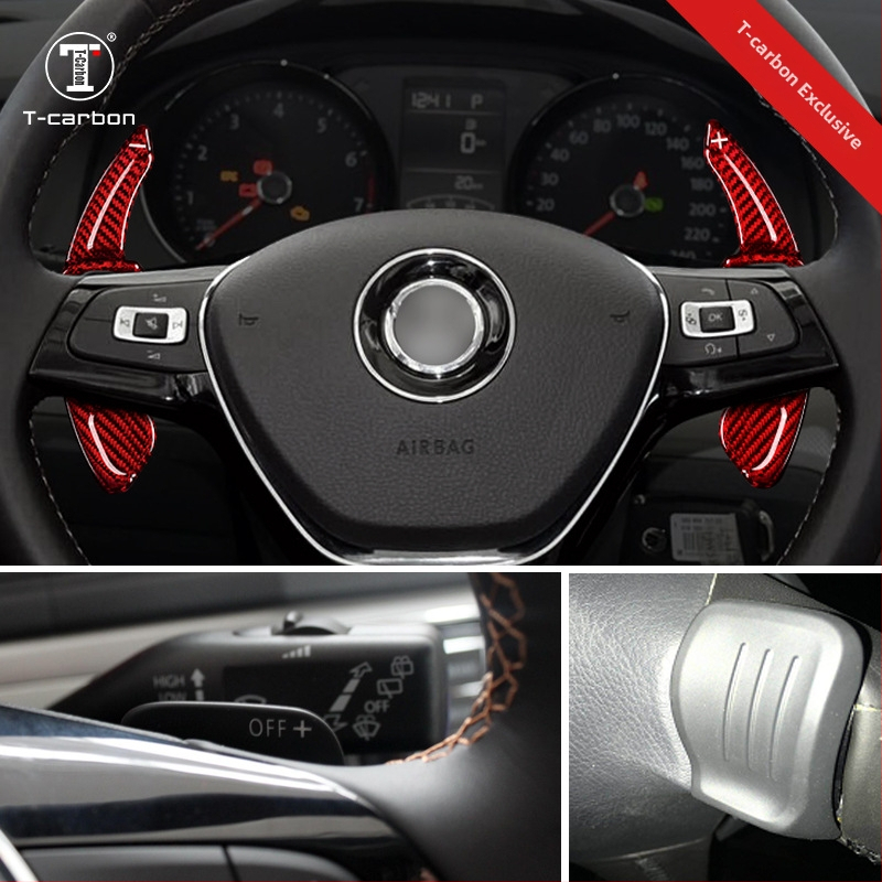 T-CARBON Pádla radenia na volante pre VW – karbónové a sklenené vlákna, lepiaca inštalácia