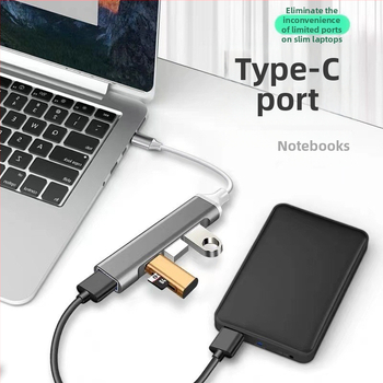 Type-C USB dokovacia stanica s 4-portovým USB 2.0 hubom, bez externého napájania